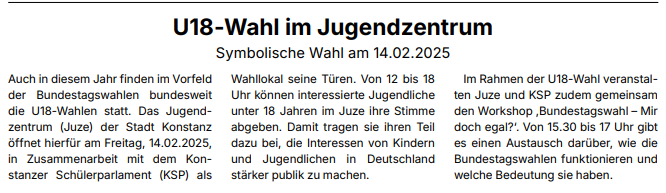 Amtsblatt U18 Wahl
